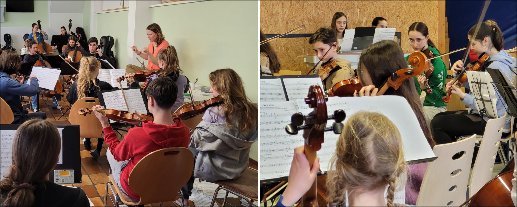 Die Orchester bereiten sich auf ihr Konzert vor